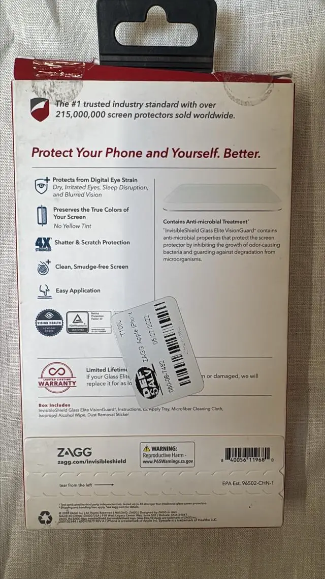 Alt view image 3 of 5 - ZAGG Glass Elite VisionGuard+ Screen Protector - Made for Apple iPhone SE2 (2020) - Impact Protection, Fingerprint Resistant, InvisibleShield, Scratch Resistant