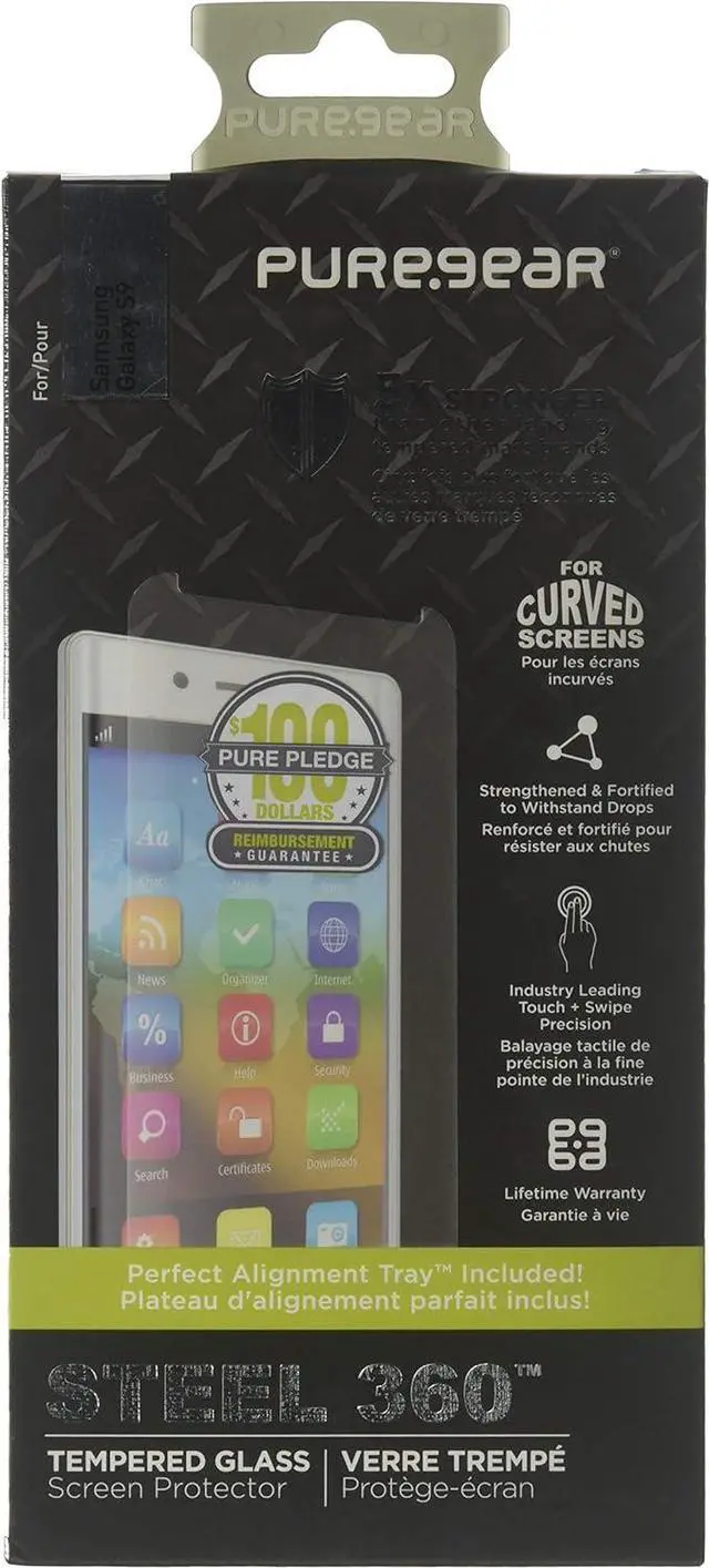 Main image of PureGear Samsung Galaxy S9 Steel 360 Tempered Glass Protector w/Easy Install Alignment Tray + Pure Pledge Program