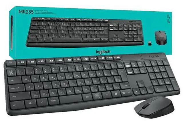 Main image of Logitech MK235 Wireless Keyboard and Mouse Combo French AZERTY (With USB Dongle) Compact FullSize Keyboard, 2.4 GHz Wireless, Long Battery Life