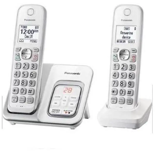 Alt view image 2 of 3 - Panasonic KX-TGD832W 2-Handset DECT 6.0 Expandable Cordless Phone System with Answering Machine, Caller ID & Call Blocking White