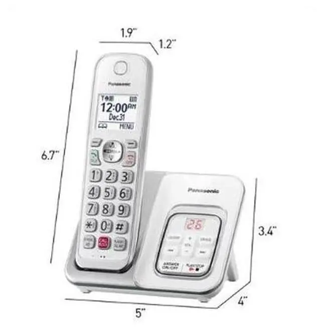 Alt view image 3 of 3 - Panasonic KX-TGD832W 2-Handset DECT 6.0 Expandable Cordless Phone System with Answering Machine, Caller ID & Call Blocking White