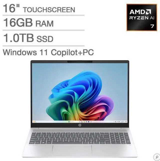 Main image of HP Omnibook 5 16" AI Laptop - AMD Ryzen AI 7 350 - CoPilot+ PC - 2K (1920 x 1200) Touchscreen - 16GB Memory - 1TB SSD - Windows 11 Home