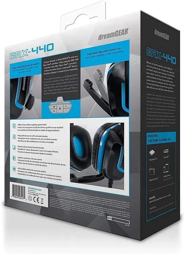 Alt view image 4 of 5 - dreamGEAR GRX440 Advanced Wired Gaming Headset 40mm Drivers, Boom Mic with Mute, Soft Cushions Compatible with PS4, Nintendo Switch, Switch Lite & Mobile Devices