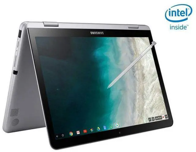Main image of Samsung Chromebook Plus V2 12.2" Touchscreen 2in1 Laptop Intel Celeron 3965Y, 4GB RAM, 32GB SSD, ChromeOS, Stylus Support (Model XE520QAB)