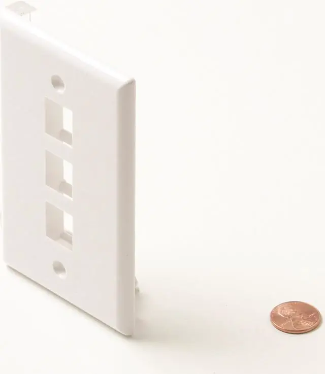 Main image of Steren 310-203WH Standard Keystone 3-Port Wall Plate, White