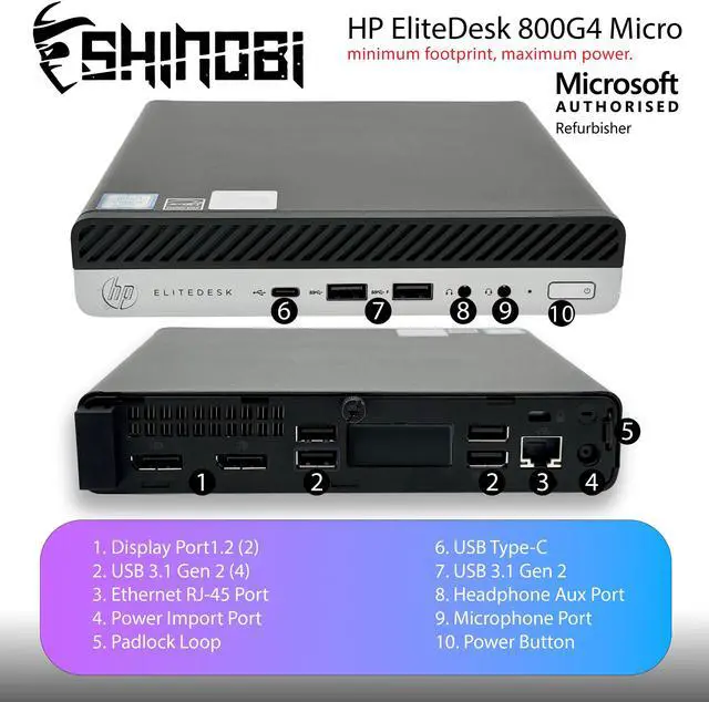 Alt view image 5 of 7 - HP EliteDesk 800 G4 Mini PC | Intel Core i5-8500T | 16GB RAM | 512GB NVME | Windows 11 Pro | Wi-Fi | Mini Desktop Computer