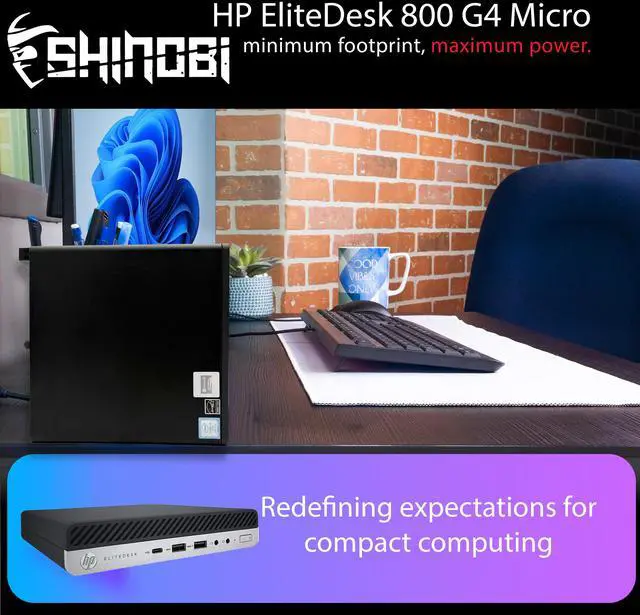 Alt view image 7 of 7 - HP EliteDesk 800 G4 Mini PC | Intel Core i5-8500T | 16GB RAM | 512GB NVME | Windows 11 Pro | Wi-Fi | Mini Desktop Computer