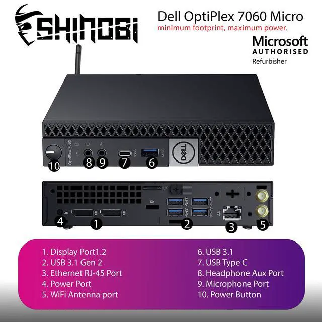 Alt view image 4 of 5 - Dell OptiPlex 7060 Micro PC | Intel Core i5-8500T | 8GB RAM | 256GB NVME | Windows 11 Pro | Built in AX210 Wi-Fi+ BT | Mini Desktop Computer