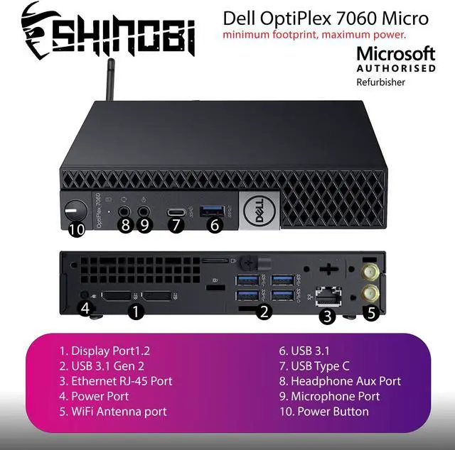 Alt view image 4 of 5 - Dell OptiPlex 7060 Micro PC | Intel Core i5-8500T | 32GB RAM | 1TB NVME | Windows 11 Pro | Built in AX210 Wi-Fi+ BT | Mini Desktop Computer