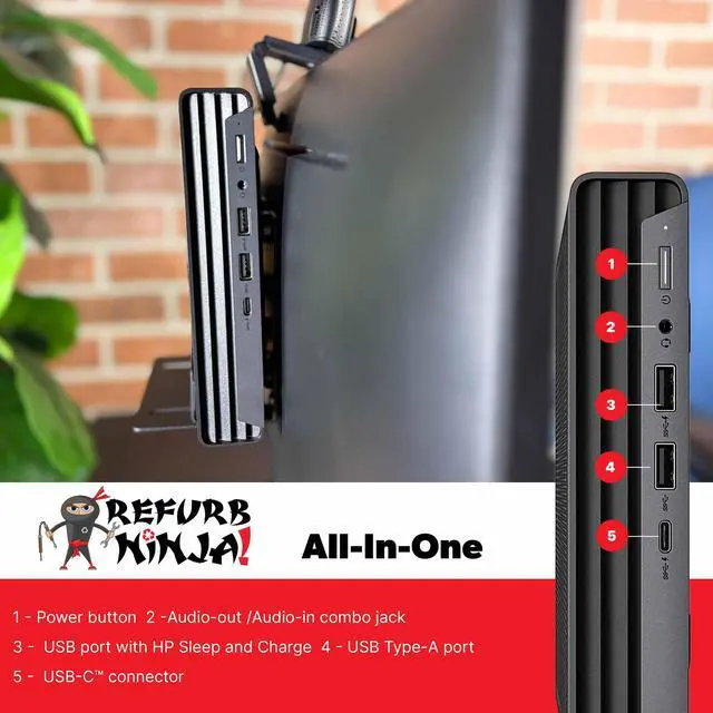 Alt view image 4 of 7 - HP ProDesk 600 G6 24in AIO PC | Intel Core i5-10500T | 16GB RAM | 512GB NVME | Windows 11 Pro | 24in Monitor | All in One PC | Wireless KB Mouse | Built in Wi-Fi BT