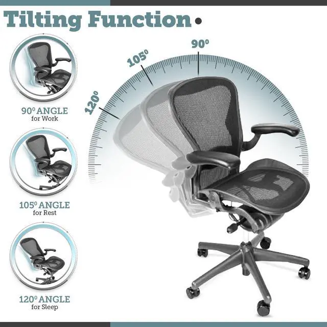 Alt view image 8 of 10 - Herman Miller Aeron - Size B - Fully Adjustable Computer Office Chair with Tension Control, Tilt Lock, and Lumbar Pad