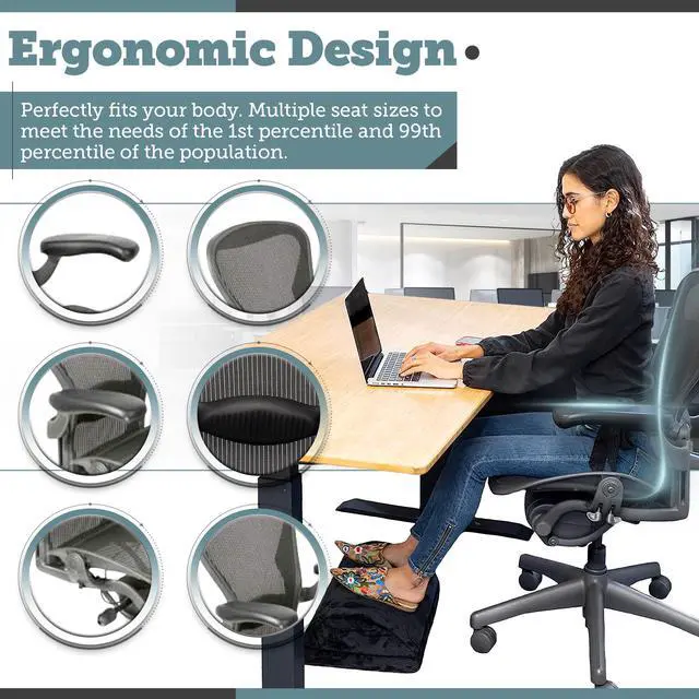 Alt view image 10 of 10 - Herman Miller Aeron - Size B - Fully Adjustable Computer Office Chair with Tension Control, Tilt Lock, and Lumbar Pad