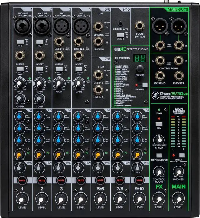 Alt view image 16 of 20 - Mackie PROFX10V3 10 Channel Professional Effects Mixer with USB