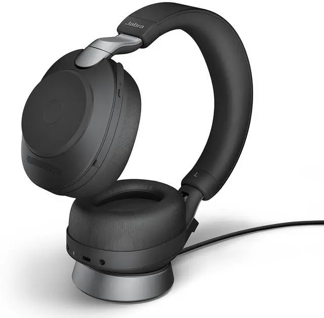 Alt view image 4 of 20 - Jabra Evolve2 85 UC Wireless Headphones with Link380a, Stereo, Black - Wireless Bluetooth Headset for Calls and Music, 37 Hours of Battery Life, Advanced Noise Cancelling Headphones