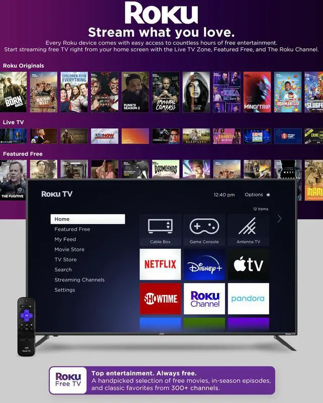 Alt view image 3 of 10 - JVC 32-Inch 720p HD LED Roku Smart TV with Voice Control App, Airplay, Screen Casting, & 300+ Free Streaming Channels (LT-32MAW205)