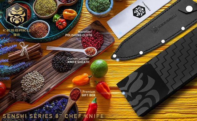 Kessaku 8-Inch Chef Knife - Senshi Series - Forged Japanese AUS-8 HC  Stainless Steel - Carbon Fiber