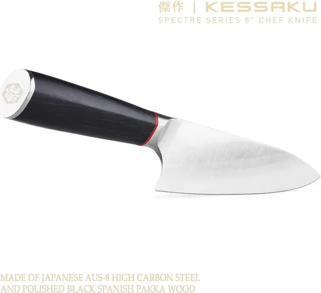 Alt view image 5 of 7 - Kessaku 8-Inch Chef and 7-Inch Santoku - Spectre Series Knife Set - Forged High Carbon Japanese AUS-8 Stainless Steel - Pakkawood Handle with Blade Guards