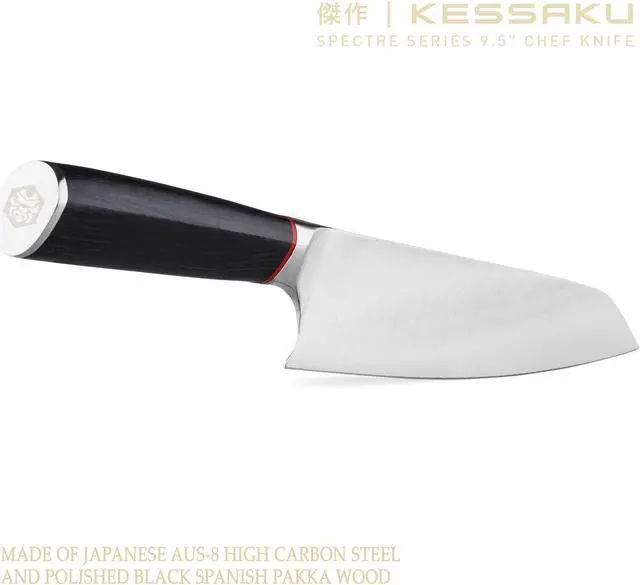Alt view image 5 of 7 - Kessaku 9.5-Inch Chef and 4-Inch Paring - Spectre Series Knife Set - Forged High Carbon Japanese AUS-8 Stainless Steel - Pakkawood Handle with Blade Guards