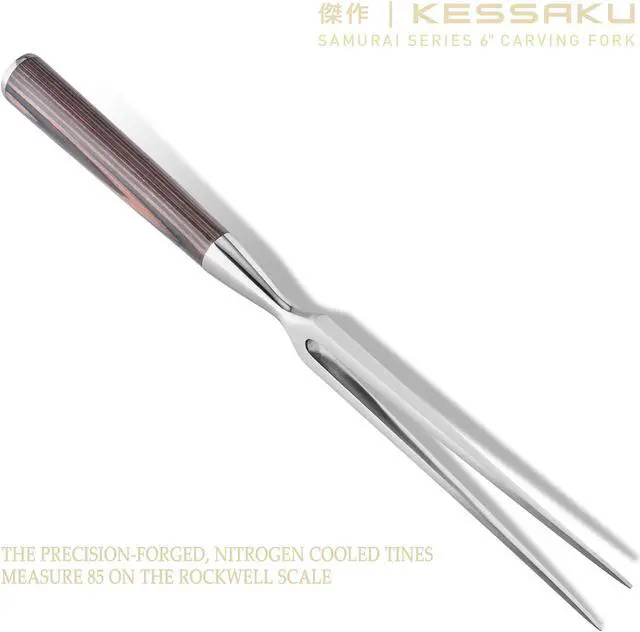 Alt view image 4 of 6 - Kessaku Meat Fork - 6 inch - Samurai Series - Dual-Prong Carving & BBQ Fork - Forged High Carbon Stainless Steel - Wood Handle