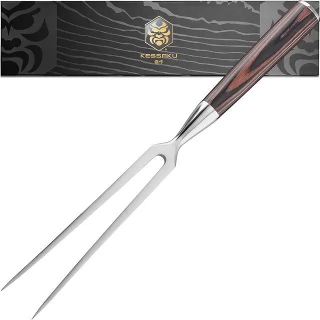 Main image of Kessaku Meat Fork - 6 inch - Samurai Series - Dual-Prong Carving & BBQ Fork - Forged High Carbon Stainless Steel - Wood Handle