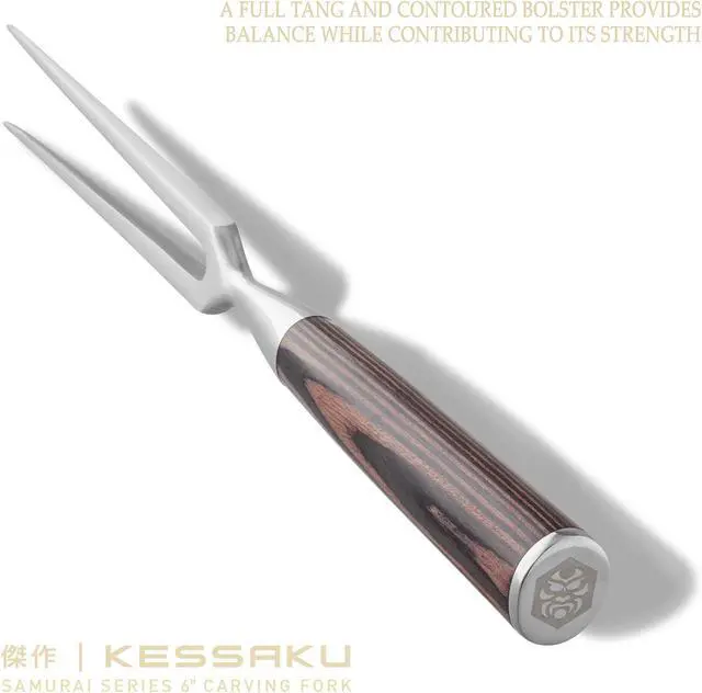 Alt view image 3 of 6 - Kessaku Meat Fork - 6 inch - Samurai Series - Dual-Prong Carving & BBQ Fork - Forged High Carbon Stainless Steel - Wood Handle