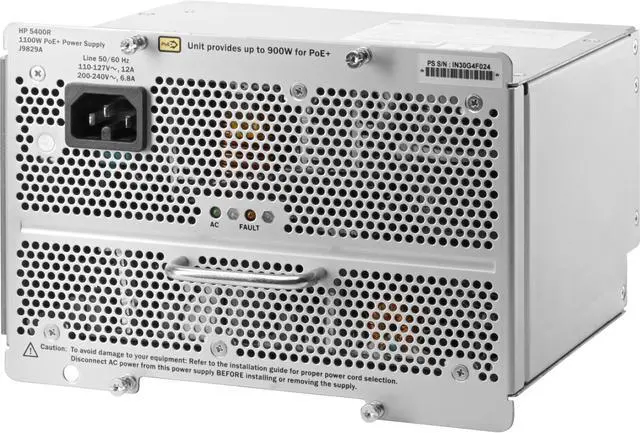 Main image of HPE 5400R 1100W PoE+ zl2 Power Supply - 1.10 kW - 120 V AC, 230 V AC