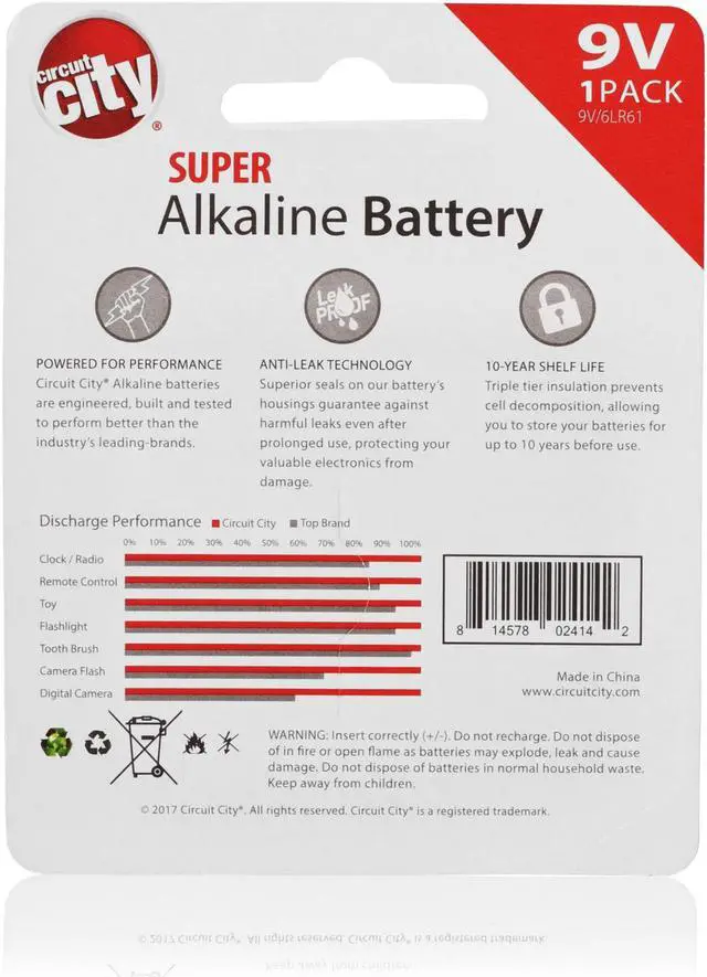 Alt view image 3 of 4 - Essential Circuit City 9V High Performance  Alkaline Batteries  (2 Pack)
