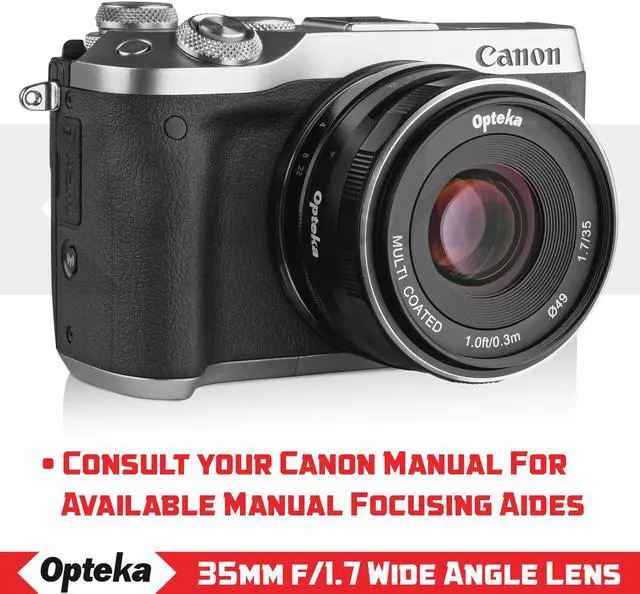 Alt view image 5 of 7 - Opteka 35mm f/1.7 HD MC Manual Focus Prime Lens for Canon EF-M Mount APS-C Digital Cameras