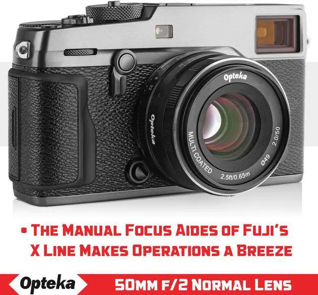 Alt view image 5 of 14 - Opteka 50mm f/2.0 HD MC Manual Focus Prime Lens for Fuji X Mount APS-C Digital Cameras