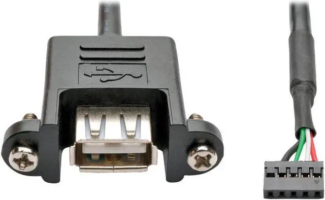 Main image of Tripp Lite U024-003-5P-PM Black USB 2.0 Hi-Speed Panel Mount Cable, 5-Pin Motherboard IDC to USB Type-A (F/F)