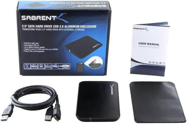 Alt view image 10 of 15 - SABRENT BK-21OS2 Aluminum 2.5" Black SATA USB 3.0 To 2.5-Inch Sata Aluminum Hard Drive Enclosure Black (BK-21OS2)