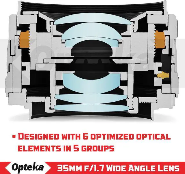 Alt view image 3 of 7 - Opteka 35mm f/1.7 HD MC Manual Focus Prime Lens with Vented Hood and Cleaning Kit for Fuji X Mount APS-C Digital Cameras
