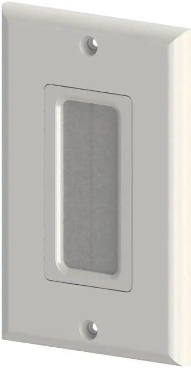 Main image of Monoprice 1-Gang Brush Wall Plate - White |  Easily Holds Up To 6 Cables