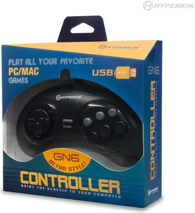 Alt view image 3 of 13 - Hyperkin GN6 Premium Genesis-Style USB Controller for Mac/Windows PC, Black (M07058)