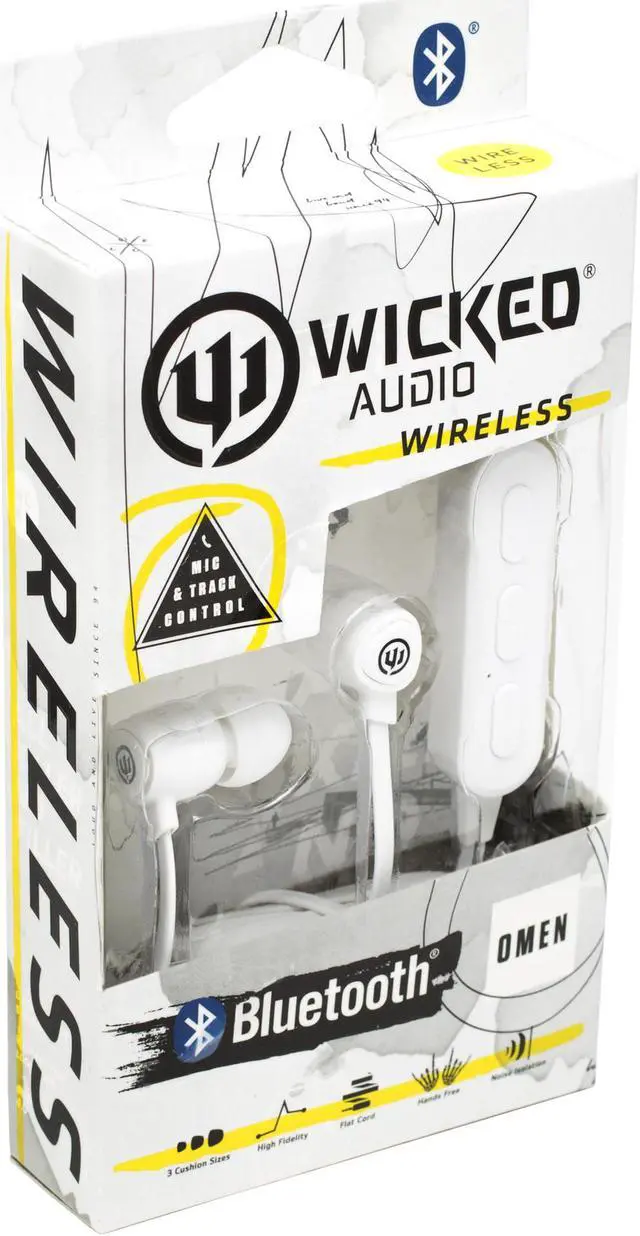 Alt view image 5 of 14 - Wicked Audio WI-BT1755 Omen Wireless Bluetooth Noise Isolation Earbuds - White