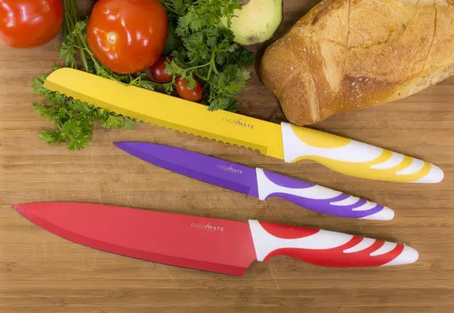 Alt view image 10 of 20 - Chopmate Color Stainless Steel Anti-Bacterial Non-Stick Ceramic Coated 8 Piece Kitchen Knife Set
