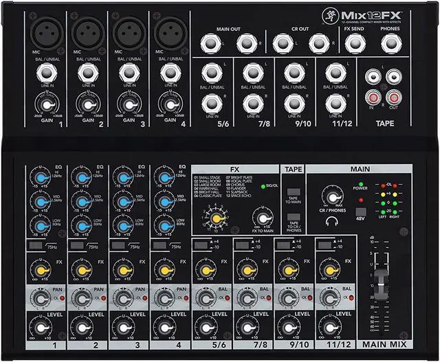 Alt view image 5 of 20 - Mackie Mix12FX 12-Channel Compact Mixer with Effects