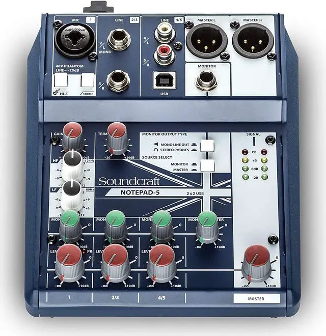 Alt view image 13 of 20 - Soundcraft Notepad-5 5-channel Analog Mixer w/USB I/O