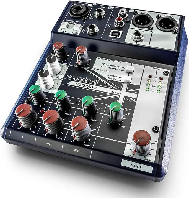 Alt view image 14 of 20 - Soundcraft Notepad-5 5-channel Analog Mixer w/USB I/O