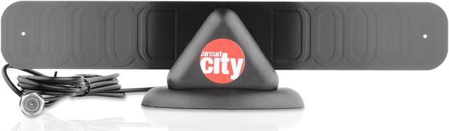 Main image of Circuit City 25 Mile Mini Flat Digital Indoor HD TV Antenna with 10ft Cable and Stand (Black) 1080P UHF VHF Freeview HDTV Channels Updated 2019 Version