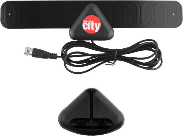 Alt view image 2 of 6 - Circuit City 25 Mile Mini Flat Digital Indoor HD TV Antenna with 10ft Cable and Stand (Black) 1080P UHF VHF Freeview HDTV Channels Updated 2019 Version