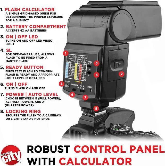 Alt view image 3 of 8 - Circuit City CC-125 Automatic Universal Flash with Built-in LED Video Light for Canon EOS DSLR Cameras Bundle with Opteka SB-1 Universal Studio Soft Box Flash Diffuser and Accessories (4 Items)