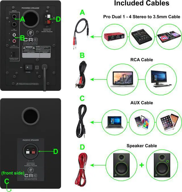 Alt view image 4 of 13 - Mackie CR3-X 3-Inch Creative Reference Multimedia Monitors Bundle with Pro Tools First DAW Music Editing Software, Wireless Bluetooth Receiver and Dual 1/4" Stereo to 3.5mm Cable