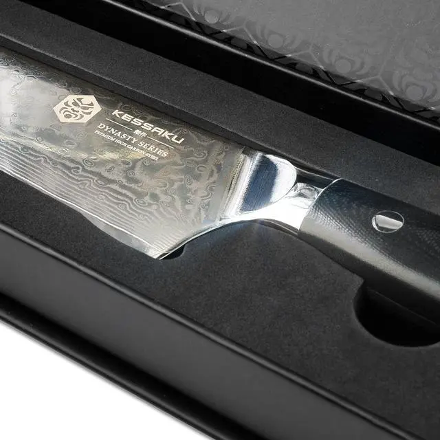 Alt view image 6 of 7 - Kessaku 8-Inch Chef Knife - Damascus Dynasty Series - Forged 67-Layer AUS-10V Japanese Steel - G10 Full Tang Handle with Blade Guard