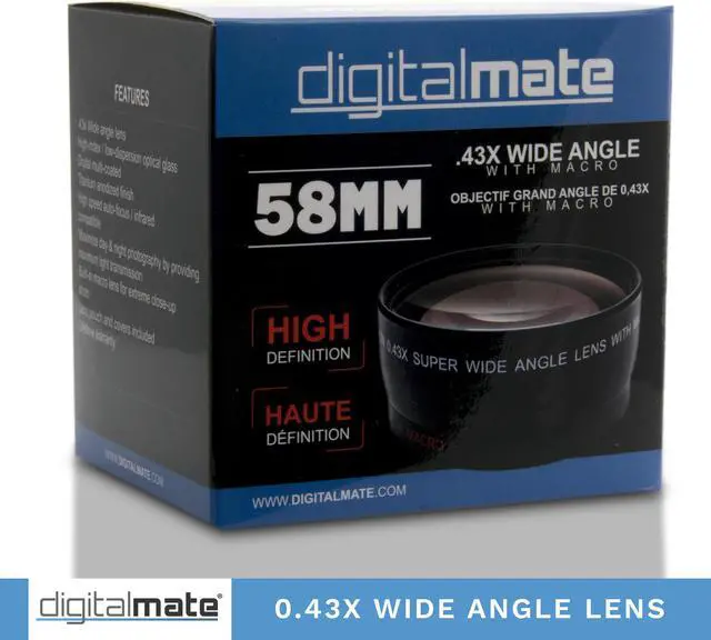 Alt view image 6 of 7 - Digitalmate 58mm 0.43x HD Professional Platinum Series High Speed Auto Focus Deluxe Super Wide Angle Lens With Macro for Canon EOS DSLR Cameras