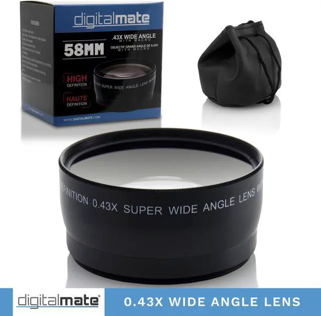 Alt view image 5 of 7 - Digitalmate 58mm 0.43x HD Professional Platinum Series High Speed Auto Focus Deluxe Super Wide Angle Lens With Macro for Canon EOS DSLR Cameras