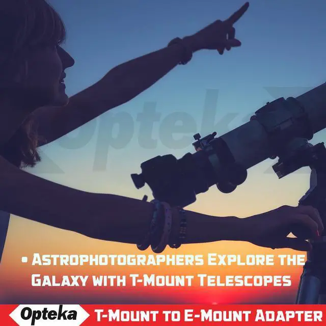 Alt view image 6 of 6 - Opteka T-Mount (T2) Lens Adapter for Sony E-Mount a9, a7R, a7S, a7, a6600, a6500, a6400, a6300, a6100, a6000, a5100, a5000, a3000, NEX-7, NEX-6, NEX-5T, NEX-5N, NEX-5R, 3N Digital Mirrorless Cameras