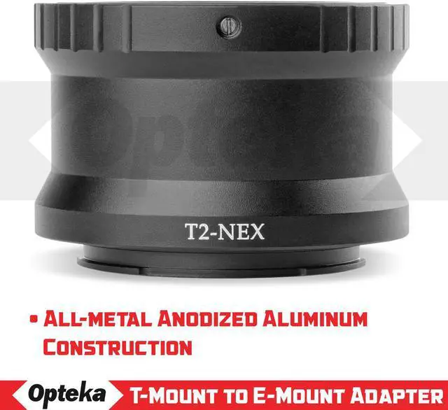 Alt view image 2 of 6 - Opteka T-Mount (T2) Lens Adapter for Sony E-Mount a9, a7R, a7S, a7, a6600, a6500, a6400, a6300, a6100, a6000, a5100, a5000, a3000, NEX-7, NEX-6, NEX-5T, NEX-5N, NEX-5R, 3N Digital Mirrorless Cameras