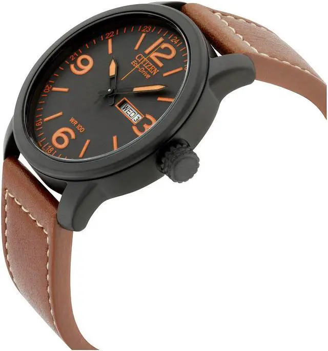 Alt view image 7 of 18 - Citizen Men's BM8475-26E Eco-Drive Sport Brown Leather Watch