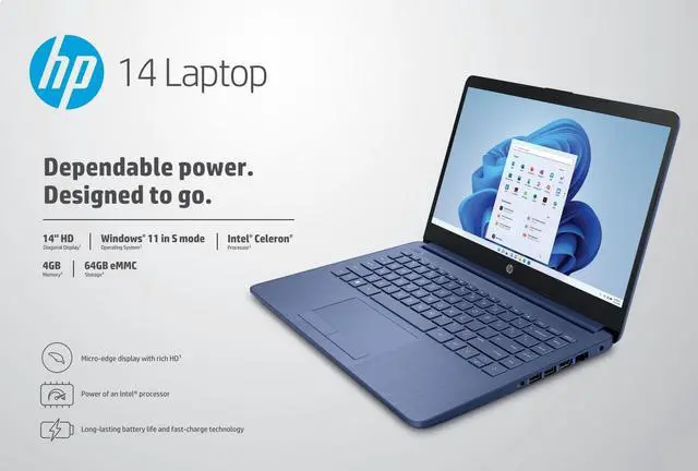 Alt view image 2 of 4 - HP 14-cf2111wm Laptop Celeron N4120 1.1GHz 4GB RAM 64GB SSD 14" HD Windows 11 Home